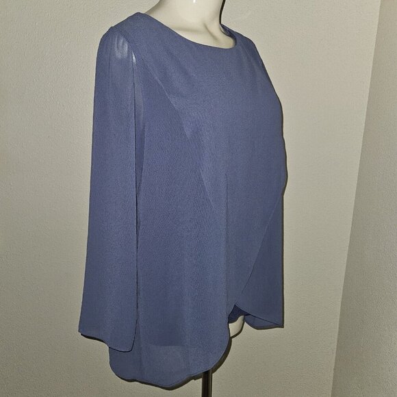 Soft Surroundings Belvedere Blouse Marlin Blue Layered Wrap Look Sz Petite Small - Picture 7 of 11